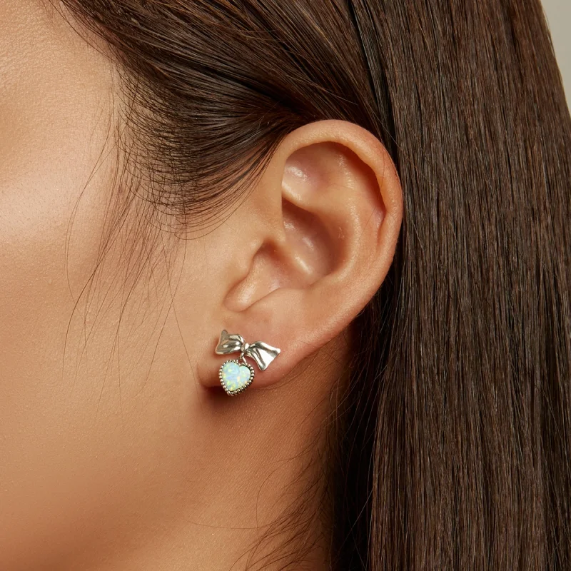 (Bild für) Ohrstecker mit Opal-Herzschleife im Pandora-Stil - SCE1374 - Ansicht 7