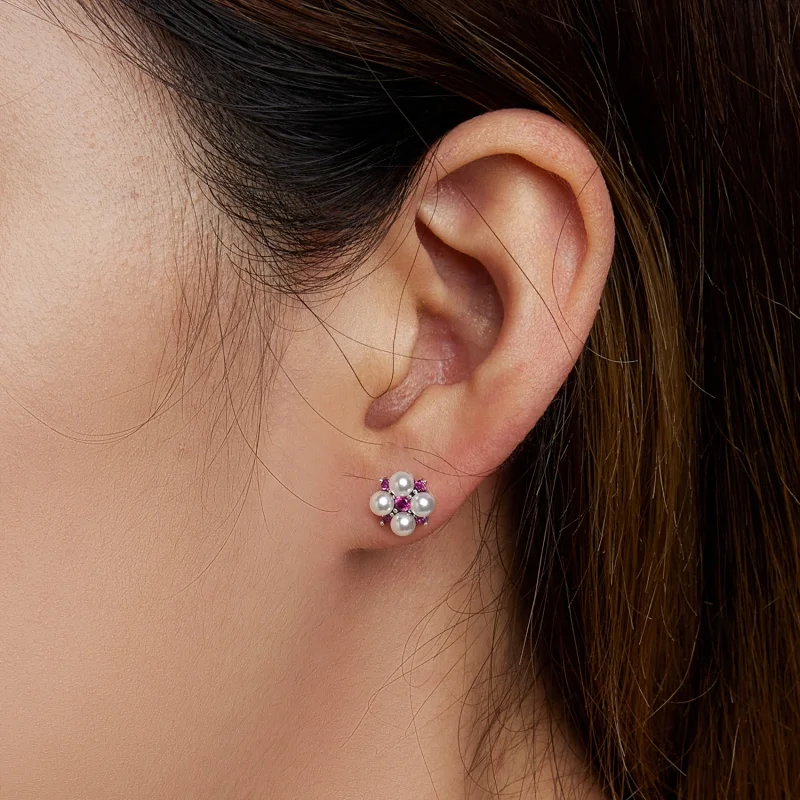(Bild für) Ohrstecker mit Perlen und Blumen im Pandora-Stil - SCE1429 - Ansicht 5