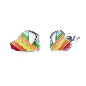 (Bild für) Ohrstecker mit Regenbogen-Hund im Pandora-Stil - SCE825