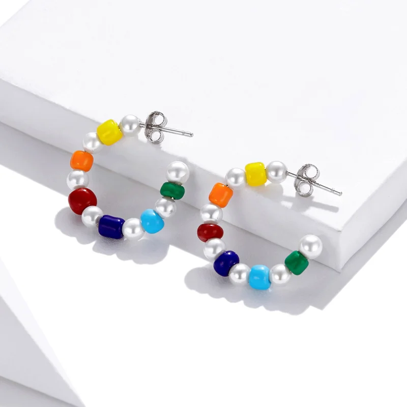(Bild für) Ohrstecker mit Regenbogen-Muschelperlen im Pandora-Stil - SCE1183 - Ansicht 4