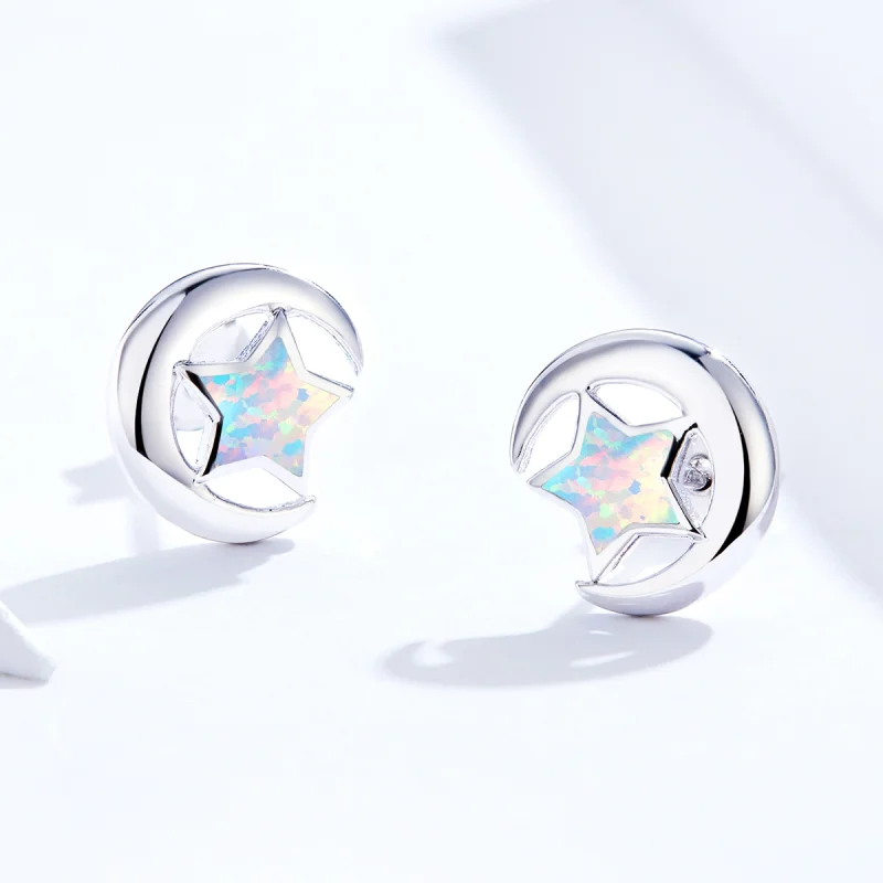 (Bild für) Opal-Mond-Ohrstecker im Pandora-Stil - SCE816-A - Ansicht 2