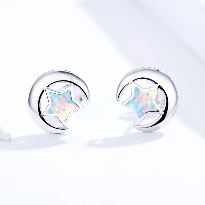(Bild für) Opal-Mond-Ohrstecker im Pandora-Stil - SCE816-A - Ansicht 4