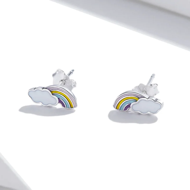 (Bild für) Regenbogen-Wolken-Ohrstecker im Pandora-Stil - SCE1274 - Ansicht 2