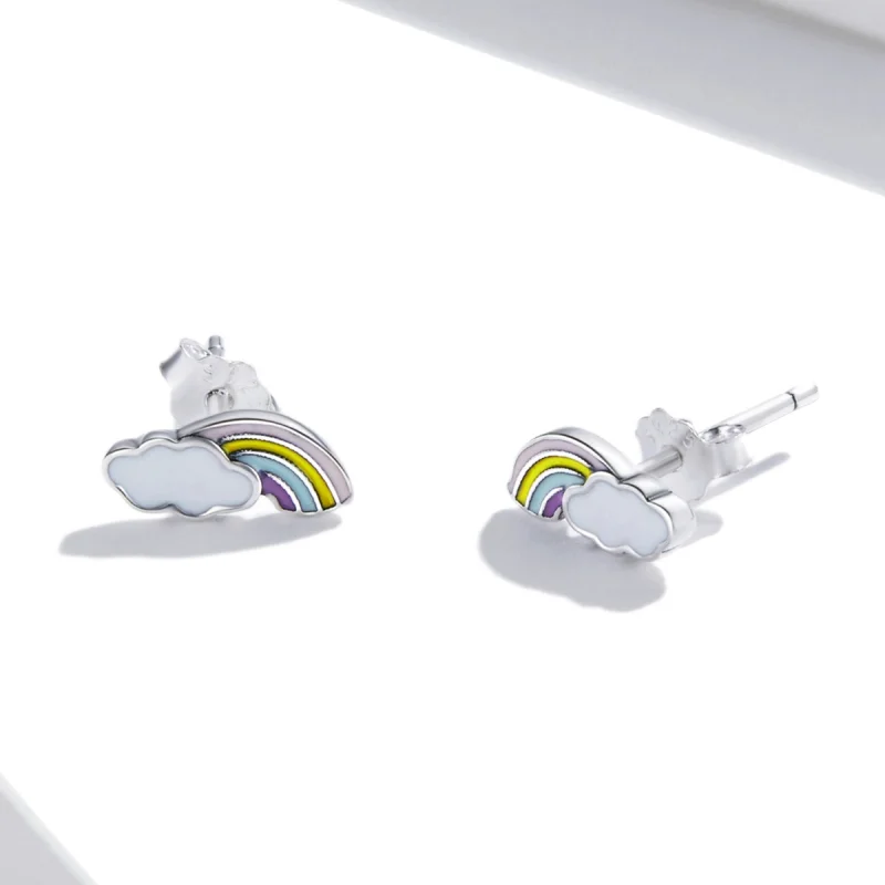 (Bild für) Regenbogen-Wolken-Ohrstecker im Pandora-Stil - SCE1274 - Ansicht 3