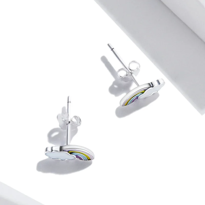 (Bild für) Regenbogen-Wolken-Ohrstecker im Pandora-Stil - SCE1274 - Ansicht 4