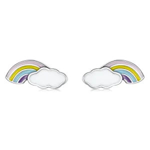 (Bild für) Regenbogen-Wolken-Ohrstecker im Pandora-Stil - SCE1274