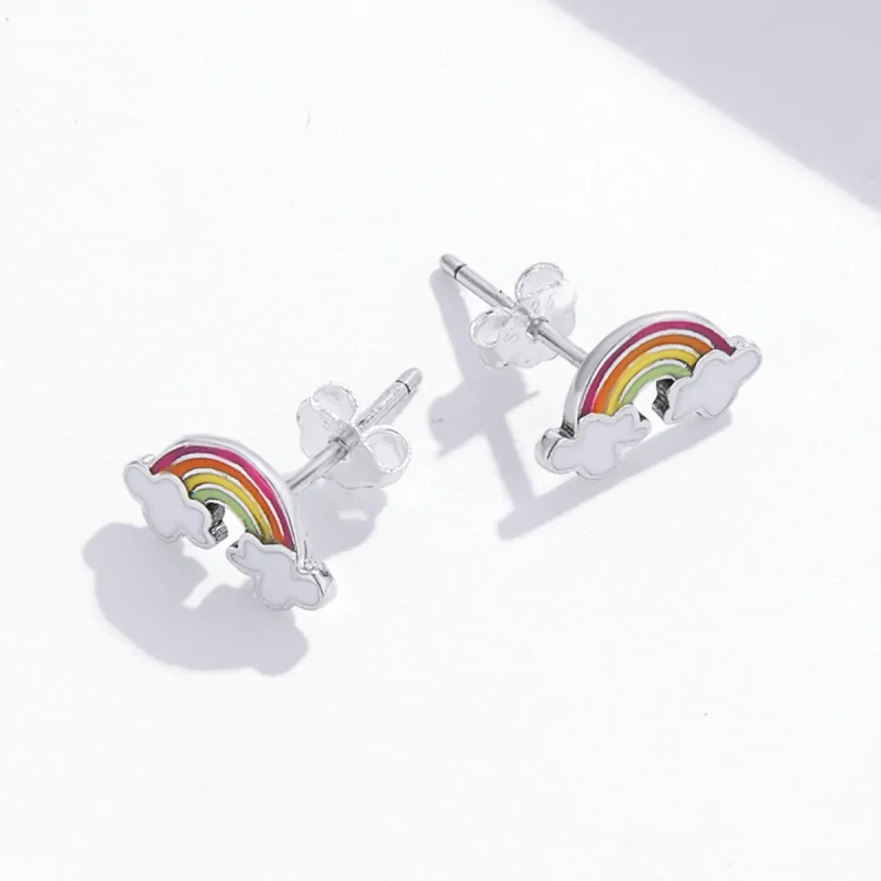 (Bild für) Regenbogen-Wolken-Ohrstecker im Pandora-Stil - SCE1339 - Ansicht 4