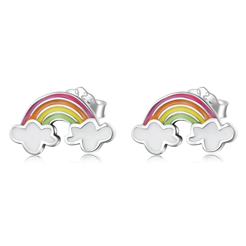 (Bild für) Regenbogen-Wolken-Ohrstecker im Pandora-Stil - SCE1339