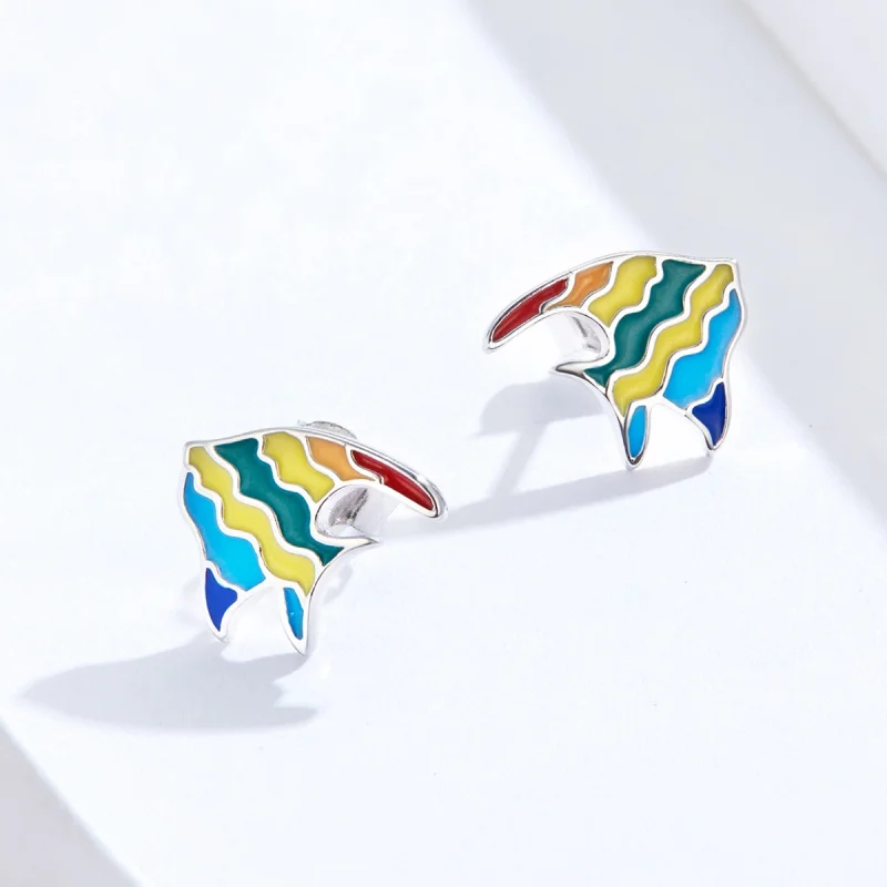 (Bild für) Regenbogenfisch-Ohrstecker im Pandora-Stil - SCE824 - Ansicht 4