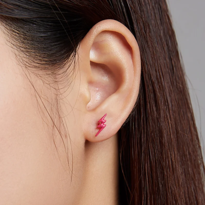 (Bild für) Rosa Blitz-Ohrstecker im Pandora-Stil - SCE1236 - Ansicht 5