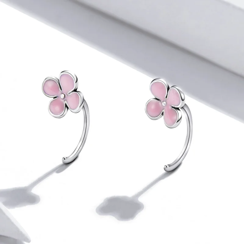 (Bild für) Rosa Blumen-Ohrstecker im Pandora-Stil - SCE1286 - Ansicht 2
