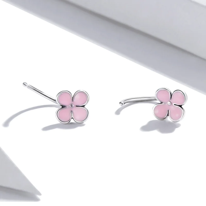 (Bild für) Rosa Blumen-Ohrstecker im Pandora-Stil - SCE1286 - Ansicht 3