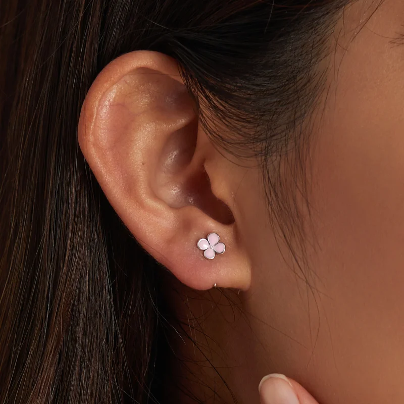 (Bild für) Rosa Blumen-Ohrstecker im Pandora-Stil - SCE1286 - Ansicht 7