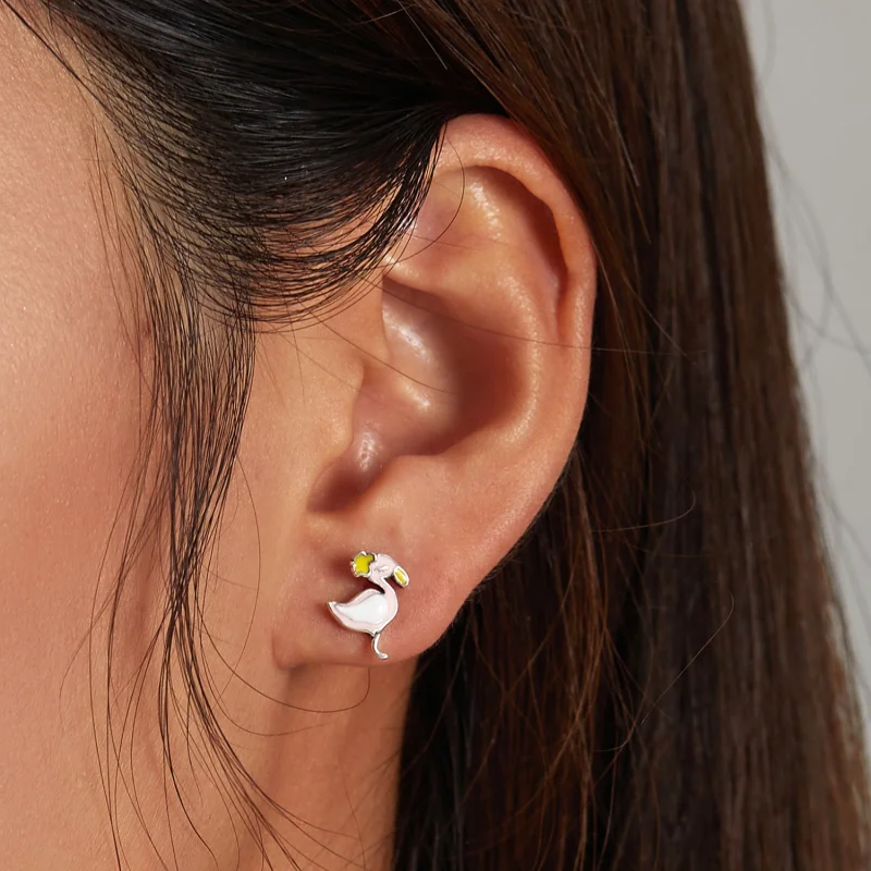 (Bild für) Rosa Flamingo-Ohrstecker im Pandora-Stil - SCE1276 - Ansicht 5