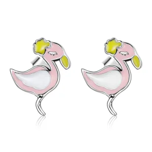 (Bild für) Rosa Flamingo-Ohrstecker im Pandora-Stil - SCE1276