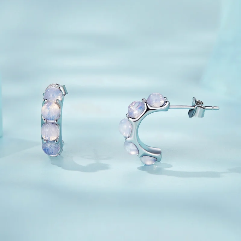 (Bild für) Rosa Glas-Ohrstecker im Pandora-Stil - SCE1452 - Ansicht 2