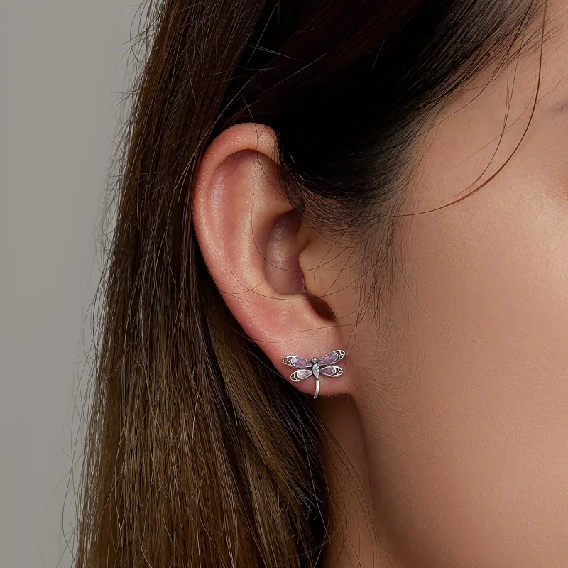 (Bild für) Rosa Libellen-Ohrstecker im Pandora-Stil für Mädchen - SCE1414 - Ansicht 6