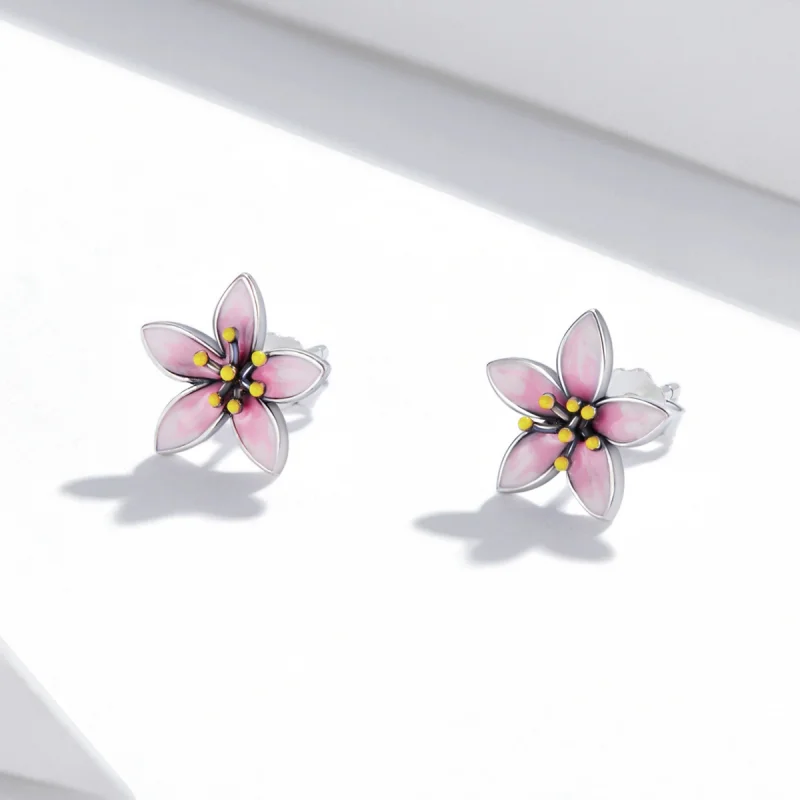 (Bild für) Rosa Sakura-Ohrstecker im Pandora-Stil - SCE1273 - Ansicht 2
