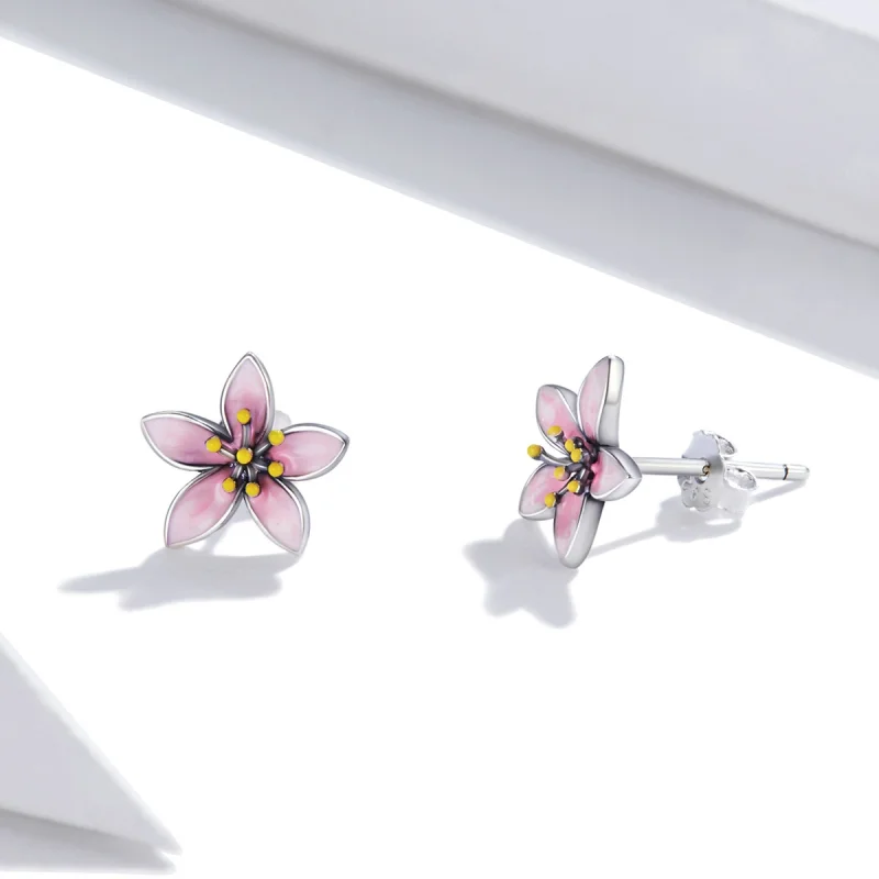 (Bild für) Rosa Sakura-Ohrstecker im Pandora-Stil - SCE1273 - Ansicht 3