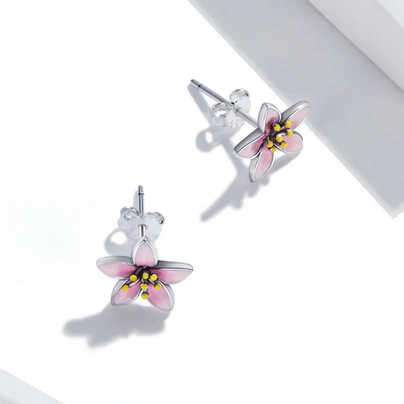 (Bild für) Rosa Sakura-Ohrstecker im Pandora-Stil - SCE1273 - Ansicht 4