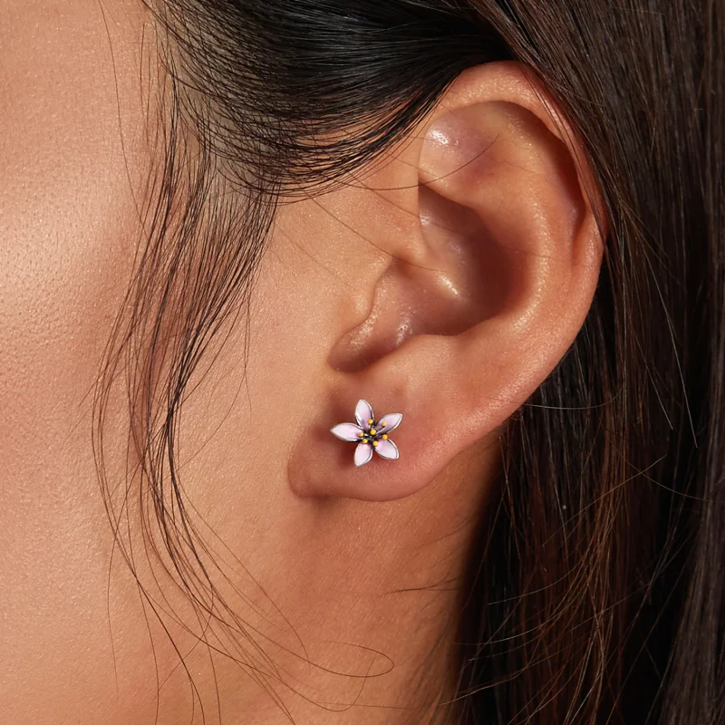 (Bild für) Rosa Sakura-Ohrstecker im Pandora-Stil - SCE1273 - Ansicht 6