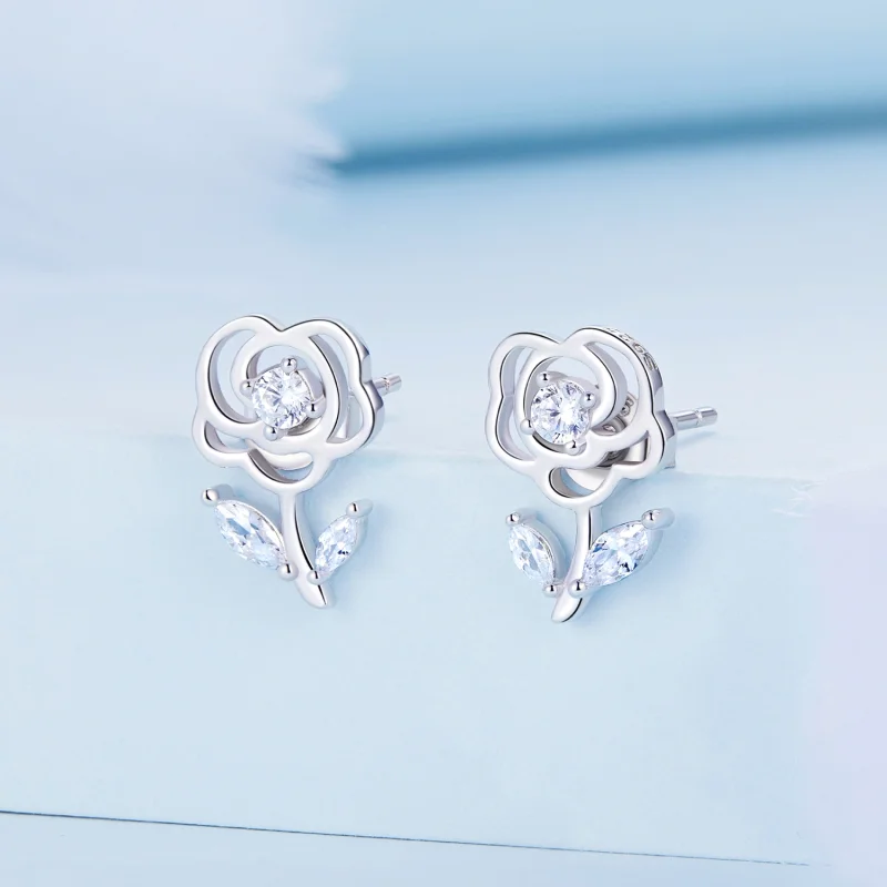 (Bild für) Rosen-Ohrstecker im Pandora-Stil - BSE714 - Ansicht 2