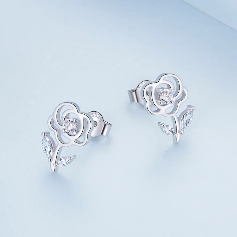 (Bild für) Rosen-Ohrstecker im Pandora-Stil - BSE714 - Ansicht 3