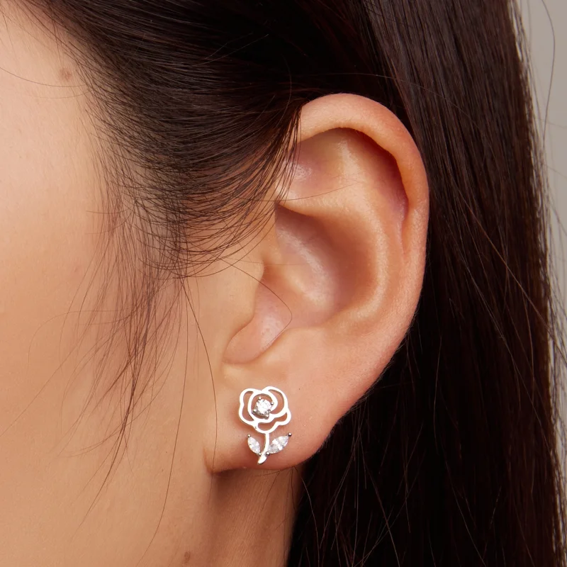(Bild für) Rosen-Ohrstecker im Pandora-Stil - BSE714 - Ansicht 6