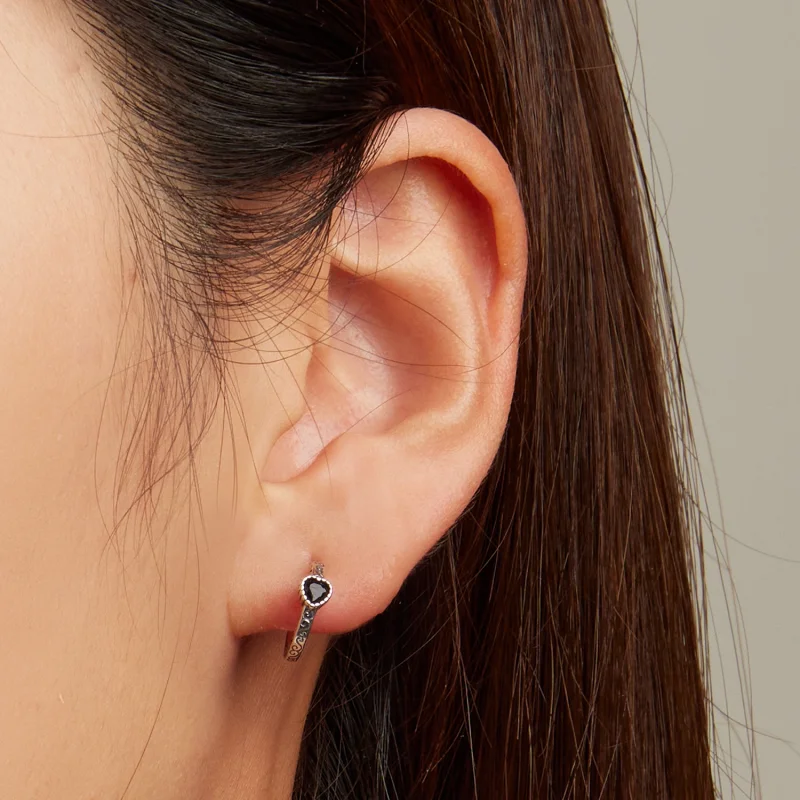 (Bild für) Schwarze Zirkon-Ohrstecker im Pandora-Stil im Vintage-Stil - SCE1520 - Ansicht 6