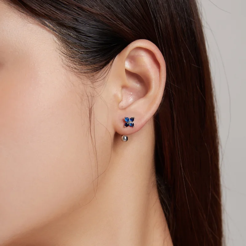 (Bild für) Vierblättrige Blumen-Ohrstecker im Pandora-Stil - SCE1177-A - Ansicht 6