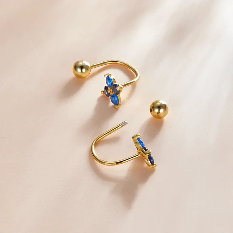 (Bild für) Vierblättrige Blumen-Ohrstecker im Pandora-Stil - SCE1177-B - Ansicht 3