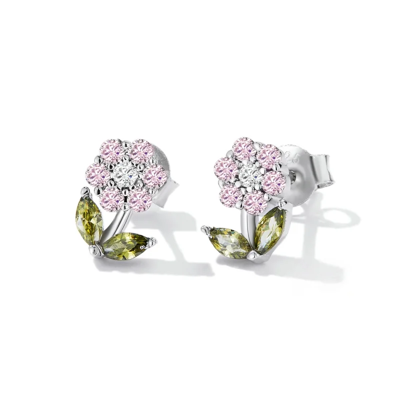 (Bild für) Zarte Blumen-Ohrstecker im Pandora-Stil - BSE592-PK - Ansicht 2