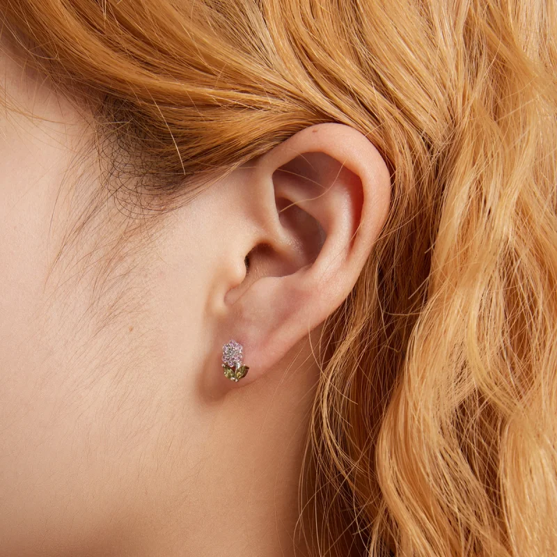 (Bild für) Zarte Blumen-Ohrstecker im Pandora-Stil - BSE592-PK - Ansicht 4