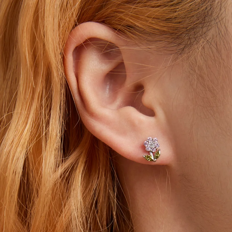 (Bild für) Zarte Blumen-Ohrstecker im Pandora-Stil - BSE592-PK - Ansicht 5