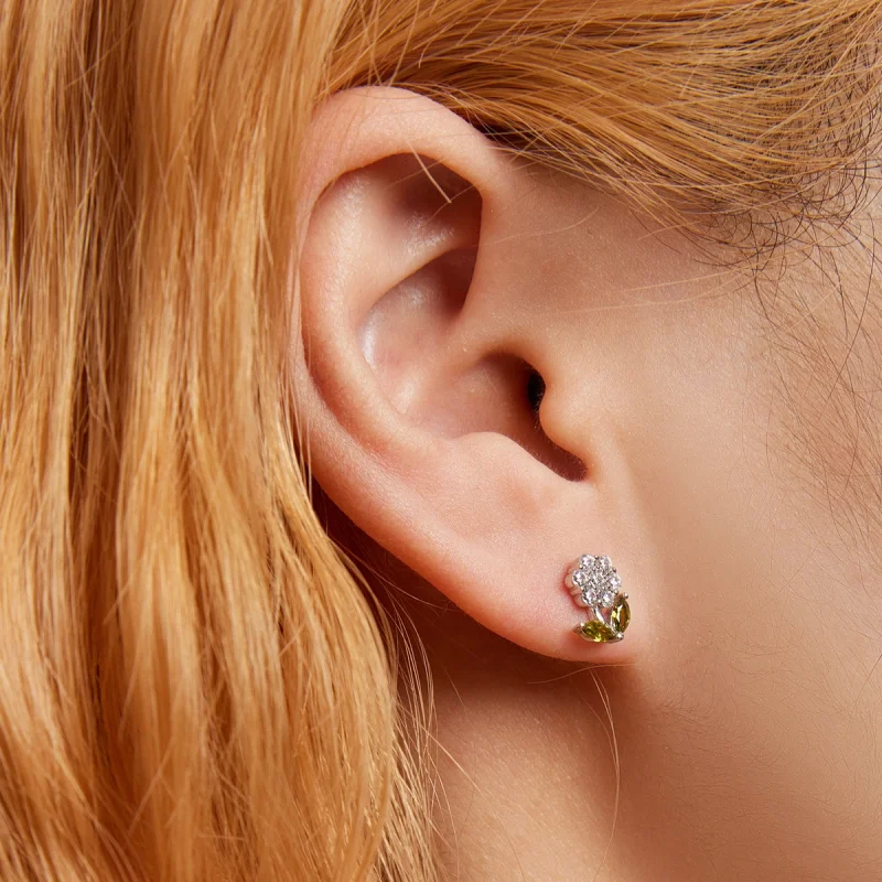 (Bild für) Zarte Blumen-Ohrstecker im Pandora-Stil - BSE592-WH - Ansicht 3