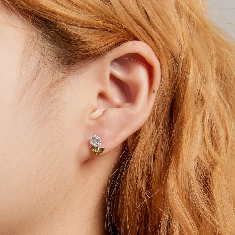 (Bild für) Zarte Blumen-Ohrstecker im Pandora-Stil - BSE592-WH - Ansicht 4