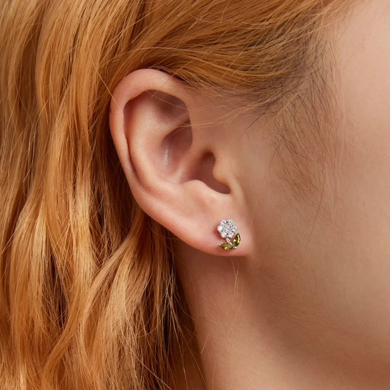 (Bild für) Zarte Blumen-Ohrstecker im Pandora-Stil - BSE592-WH - Ansicht 5