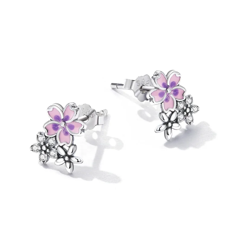 (Bild für) Zarte Blumen-Ohrstecker im Pandora-Stil - SCE1390 - Ansicht 3