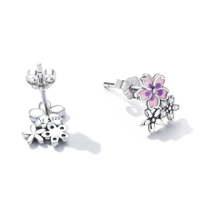 (Bild für) Zarte Blumen-Ohrstecker im Pandora-Stil - SCE1390 - Ansicht 4