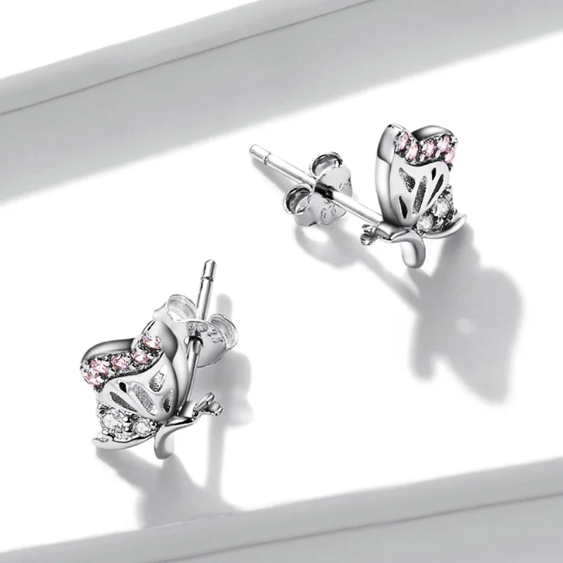 (Bild für) Zarte Schmetterlings-Ohrstecker im Pandora-Stil - BSE574 - Ansicht 2