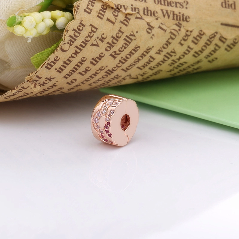(Bild für) PANDORA Spacer-Clip-Charm mit Fächermuster in Rosa - 788153C01 - Ansicht 2