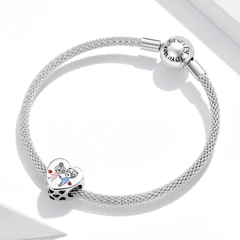 (Bild für) Silberner Pärchen-Charm im Pandora-Stil - SCC1744 - Ansicht 3