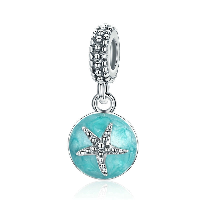 (Bild für) Pandora-Stil, silberner Sommer-Stil, blaues Meer-Ohrhänger - SCC136