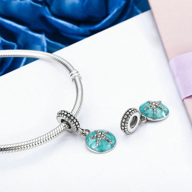 (Bild für) Pandora-Stil, silberner Sommer-Stil, blaues Meer-Ohrhänger - SCC136 - Ansicht 3