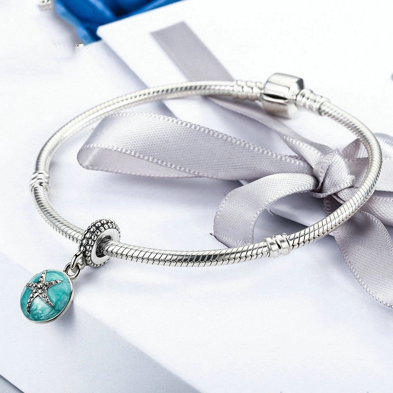 (Bild für) Pandora-Stil, silberner Sommer-Stil, blaues Meer-Ohrhänger - SCC136 - Ansicht 6