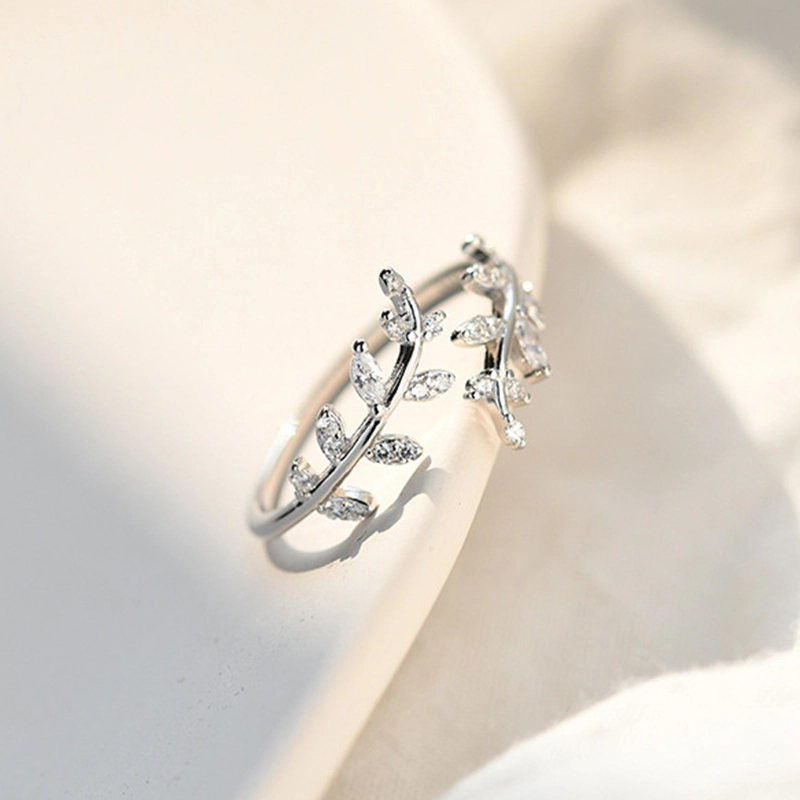 (Bild für) Offener Ring mit zarten Blättern im Pandora-Stil - BSR241-A - Ansicht 2