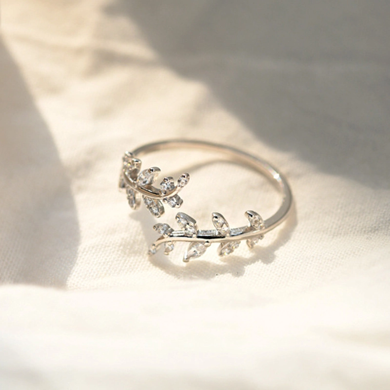 (Bild für) Offener Ring mit zarten Blättern im Pandora-Stil - BSR241-A - Ansicht 3