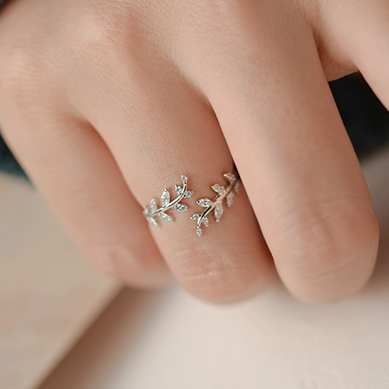 (Bild für) Offener Ring mit zarten Blättern im Pandora-Stil - BSR241-A - Ansicht 4
