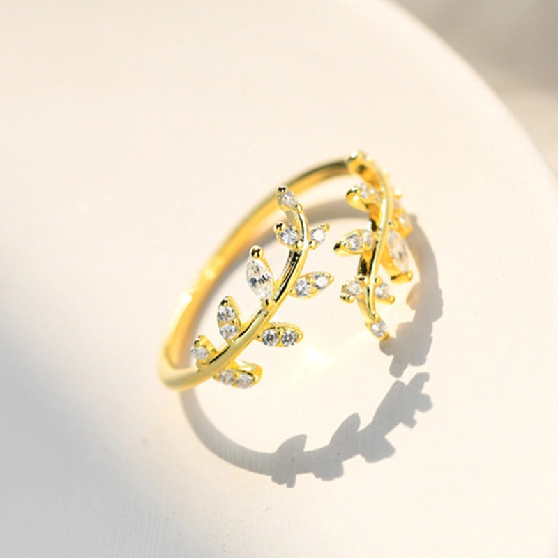 (Bild für) Offener Ring mit zarten Blättern im Pandora-Stil - BSR241-B - Ansicht 3