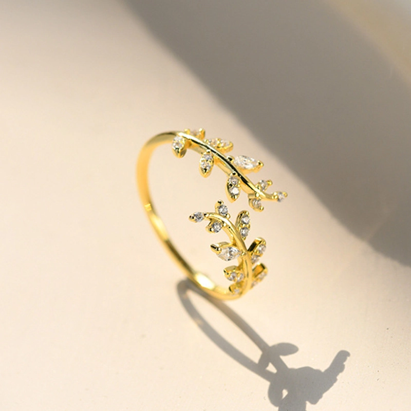 (Bild für) Offener Ring mit zarten Blättern im Pandora-Stil - BSR241-B - Ansicht 4